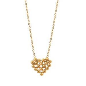 Gold plated stainless steel round heart necklace